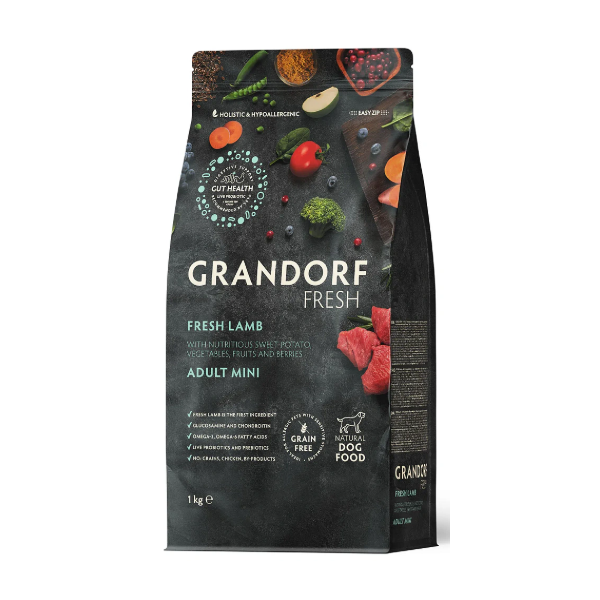 Grandorf Fresh Adult Mini беззерновой гипоаллергенный корм для собак мелких пород (ягненок с бататом), 1кг