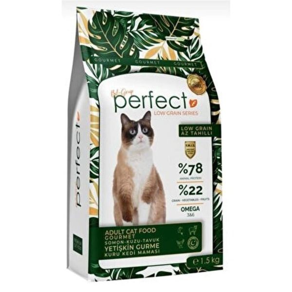Perfect Adult Cat Food Gourmet Low Grain для привередливых кошек, 1,5кг