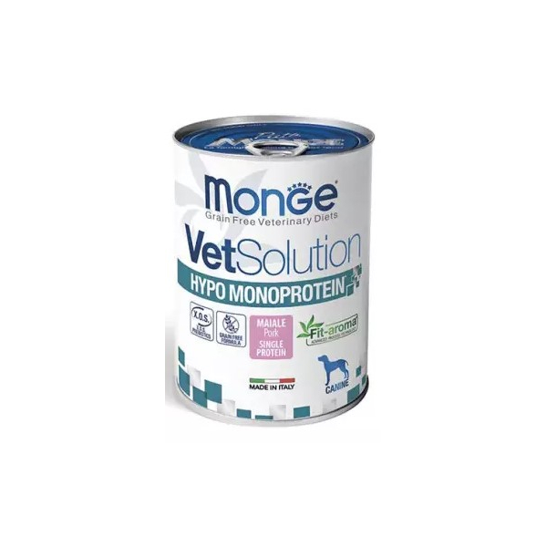 Monge VetSolution Dog Hypo Monoprotein PORK для собак со свининой для снижения реакции пищевой непереносимости,400гр