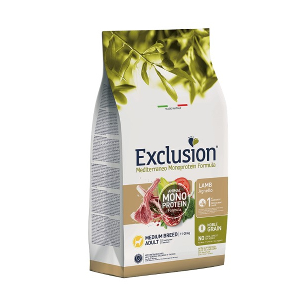 Сухой корм EXCLUSION Monoprotein Lamb Noble Grain д/с средних пород с ягненком, 3 кг