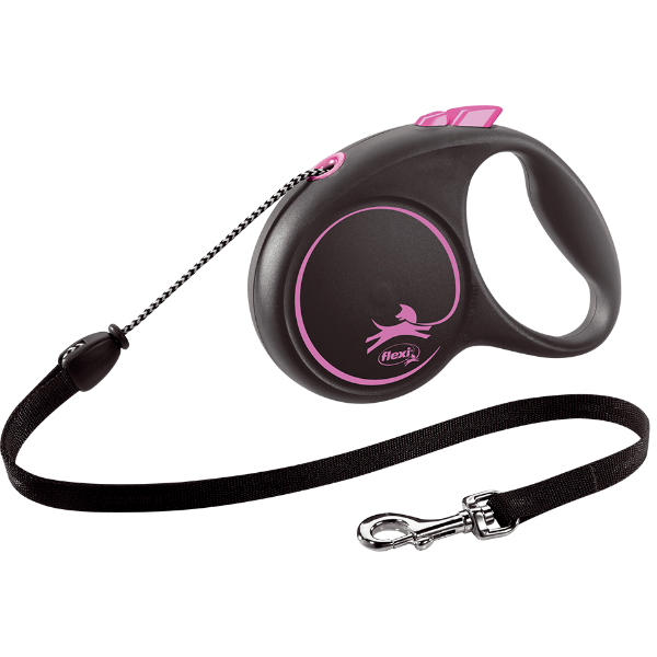 Flexi Поводок-рулетка"Black Design" (S)розовая, ремень,5м