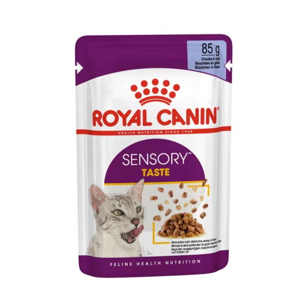 Royal Canin корм консервированный полнорационный для взрослых кошек (в возрасте от 1 года до 7 лет), стимулирующий вкусовые рецепторы, кусочки в желе, 85г