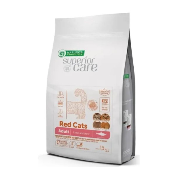 Nature's Protection Red Cats GF для взрослых кошек всех пород с рыжей шерстью, 1,5кг