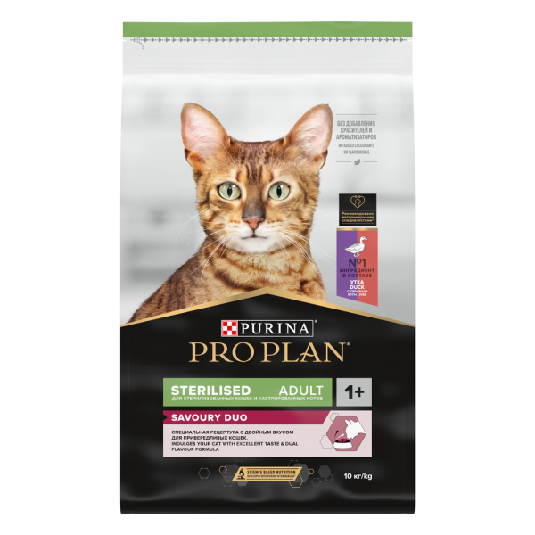 Purina Pro Plan Корм сухой для стерилизованных кошек (утка, печень)