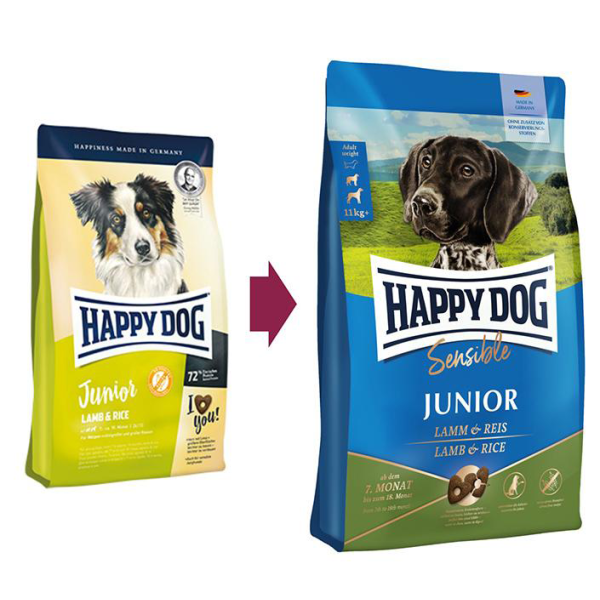 Happy Dog Корм сухой для щенков с 7 месяцев (ягненок, рис)