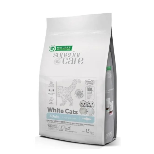 Nature's Protection White Cats GF для взрослых кошек всех пород с белой шерстью, 1,5кг