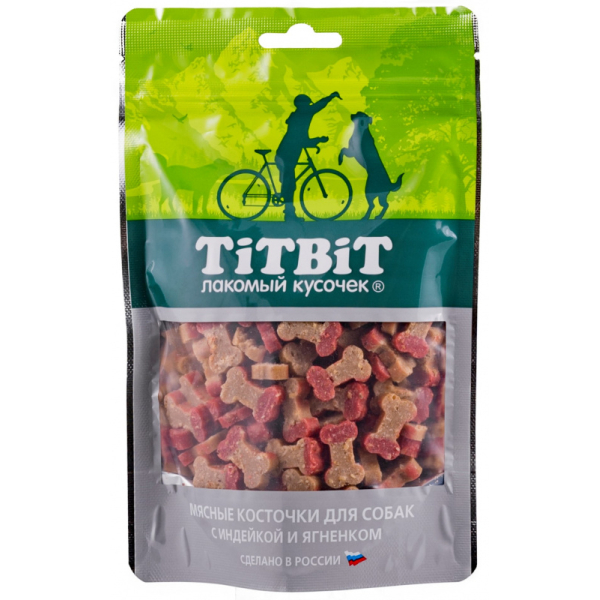 Titbit Колбасный двор Лакомство для собак (косточки мясные с индейкой и ягненком), 145г