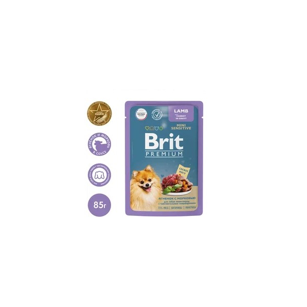 Brit Premium Пауч для собак мини-пород с чyвствительным пищеварением (Ягненок с морковью в соусе)