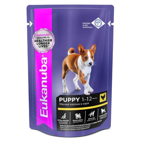 Eukanuba Корм консервированный для щенков (курица в соусе), 85г