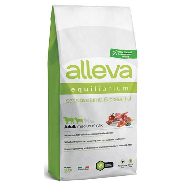Alleva Equilibrium Корм сухой для собак средних и крупных пород (ягненок, океаническая рыба), 12кг