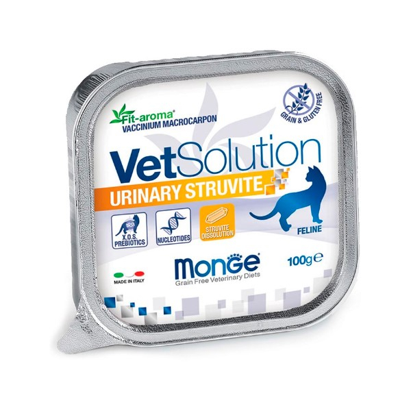 Monge VetSolution Cat Urinary Struvite для кошек при заболеваниях мочеполовой системы и струвитном течении МКБ,100гр