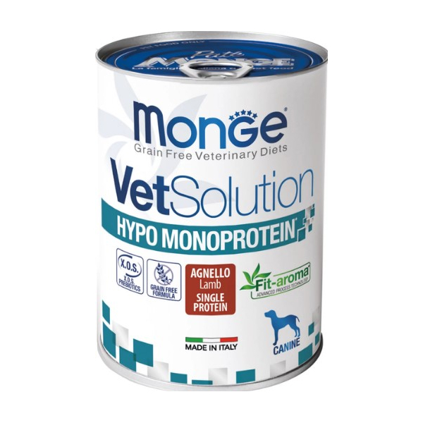 Monge VetSolution Dog Hypo Monoprotein LAMB для собак с ягнёнком снижения реакции пищевой непереносимости,400гр