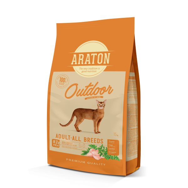 Araton Adult Outdoor суой корм для кошек гуляющих на открытом воздухе ,15кг срок до 01.06.2026