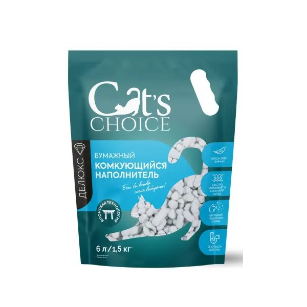Cat's choice Наполнитель Бумажный комкующийся( с цветовым индикатором комка)