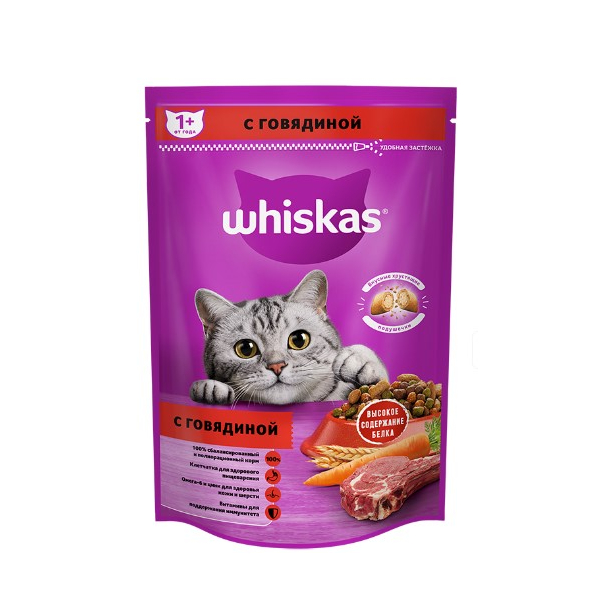 Whiskas для взрослых кошек (Аппетитный обед с говядиной), 1.3 кг