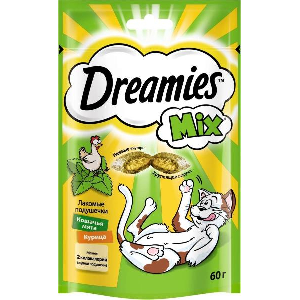 Dreamies Лакомые подушечки для кошек (курица, кошачья мята), 60г
