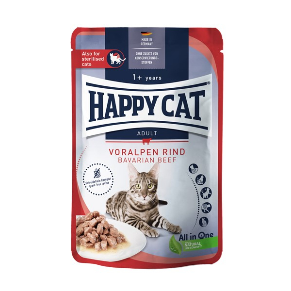 Happy Cat Culinary Meat in Sauce VoralpenRind Мясные кусочки в соусе из альпийской говядины для кошек, 85 гр