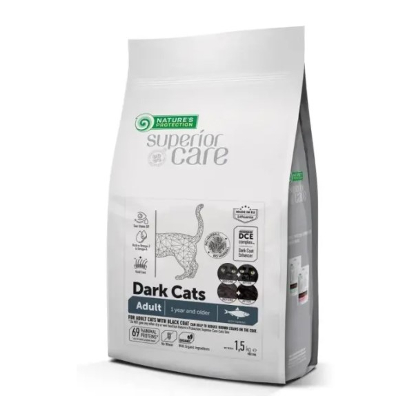 Nature's Protection Dark Cats GF для взрослых кошек всех пород с темной шерстью, 1,5кг