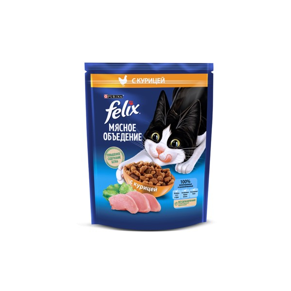Феликс Мясное объедение сухой корм с курицей, 600г