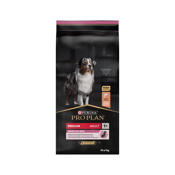 Purina Pro Plan Корм сухой для собак средних пород с чувствительной кожей (лосось и рис)