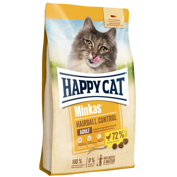 Happy Cat Корм сухой для взрослых кошек, для вывода комков шерсти (птица)
