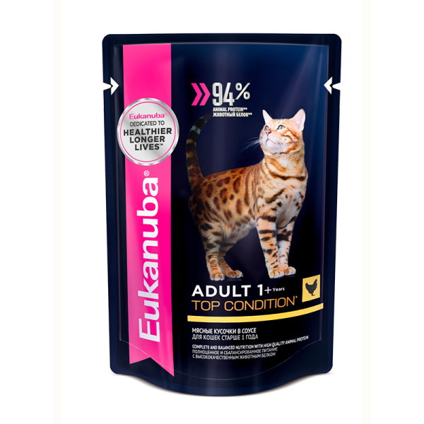 Eukanuba Корм консервированный для кошек (курица в соусе), 85г