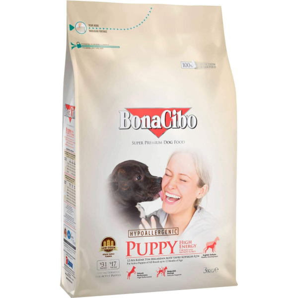 Bonacibo Puppy High Energy Chicken для щенков всех пород курица, 3кг срок до 25.12.2025