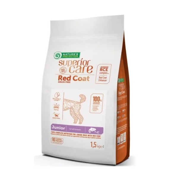Nature's Protection GF Red Coat Junior Small для щенков мелких пород с рыжей шерстью, 1,5кг