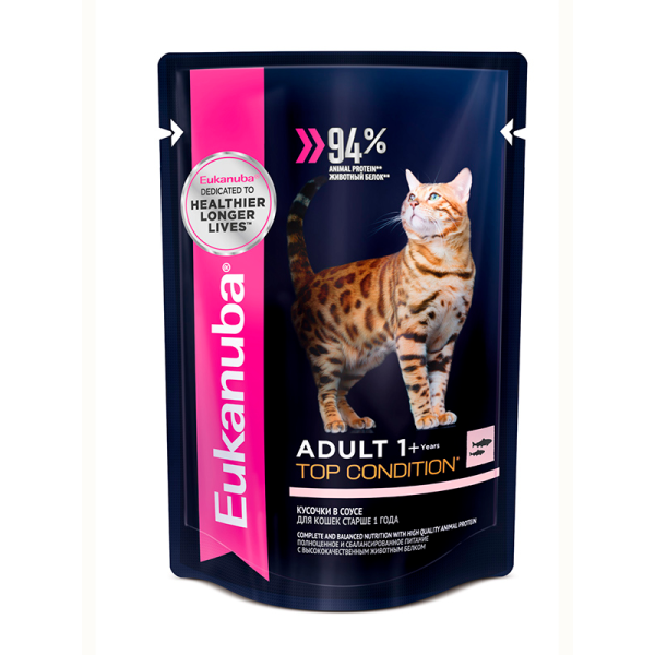 Eukanuba Корм консервированный для кошек (лосось в соусе), 85г