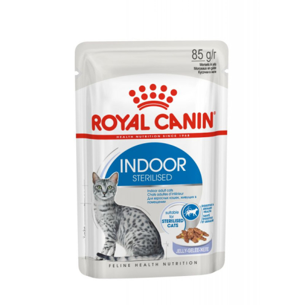 Royal Canin Indoor Sterilized Корм консервированный для взрослых кошек, постоянно живущих в помещении (желе), 85г
