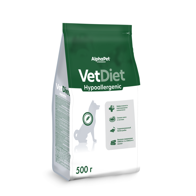 AlphaPet Vet Diet сухой корм для собак при пищевой аллергии 500г 