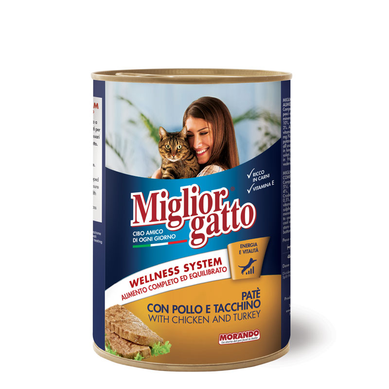 Migliorgatto Паштет для кошек (курица, индейка), 400г 