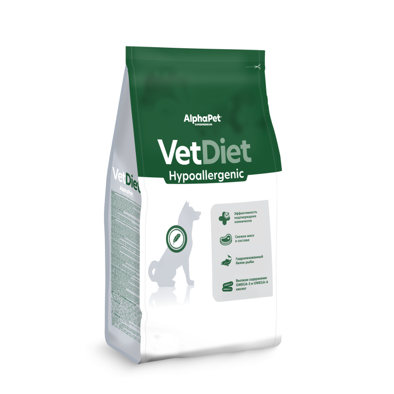AlphaPet Vet Diet сухой корм для собак при пищевой аллергии 2 кг 