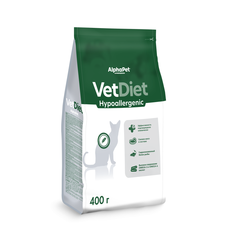 AlphaPet Vet Diet сухой корм для взрослых кошек при пищевой аллергии 400гр