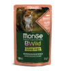 Monge Cat BWild GRAIN FREE для стерилизованных кошек, беззерновой, из лосося с креветками и овощами, 85гр