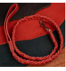 Поводок из натуральной кожи, цвет красный с красной нитью 120см