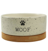 Миска Mr.Kranch Bamboo WOOF керамическая белая на бамбуковой подставке, 470 мл