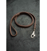 Поводок из натуральной кожи, цвет коричневый с рыжей нитью 120см