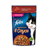 Felix Sensations Корм консервированный для кошек (говядина, томат в соусе), 75г