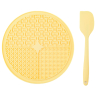 Лизательный коврик Mr.Kranch для медленного поедания силиконовый диаметр 20 см желтый с лопаткой