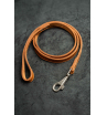 Поводок из натуральной кожи, цвет светло-коричневый с рыжей нитью 120см