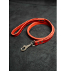 Поводок из натуральной кожи, цвет красный с красной нитью 120см