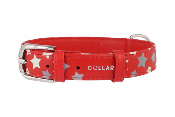 Collar Glamour Ошейник для собак (узор звёздочка, красный), 19-25см