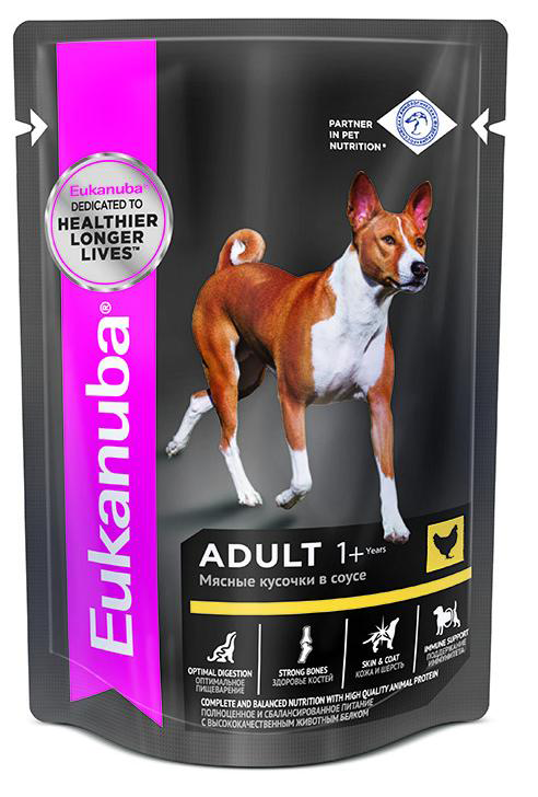 Eukanuba Корм консервированный для взрослых собак всех пород (курица в соусе), 100г 