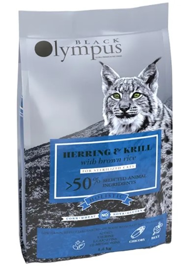 Black Olympus Cat Sterilised Низкозерновой корм для стерилизованных кошек (Сельдь, криль), 1,5кг