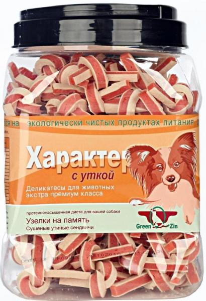 GreenQZin "Характер" Лакомство для собак (сушеные утиные сендвичи), 750г