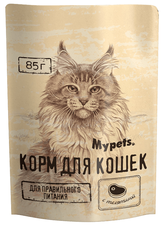 Mypets Корм консервированный для кошек (телятина), 85г