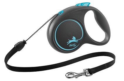 Поводок-рулетка  "Flexi", "Black DESIGN" (М),трос, голубая 5м 