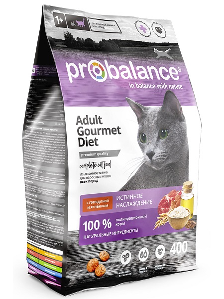 Probalance Корм сухой для кошек, избирательных в еде (говядина, ягненок), 1,8кг