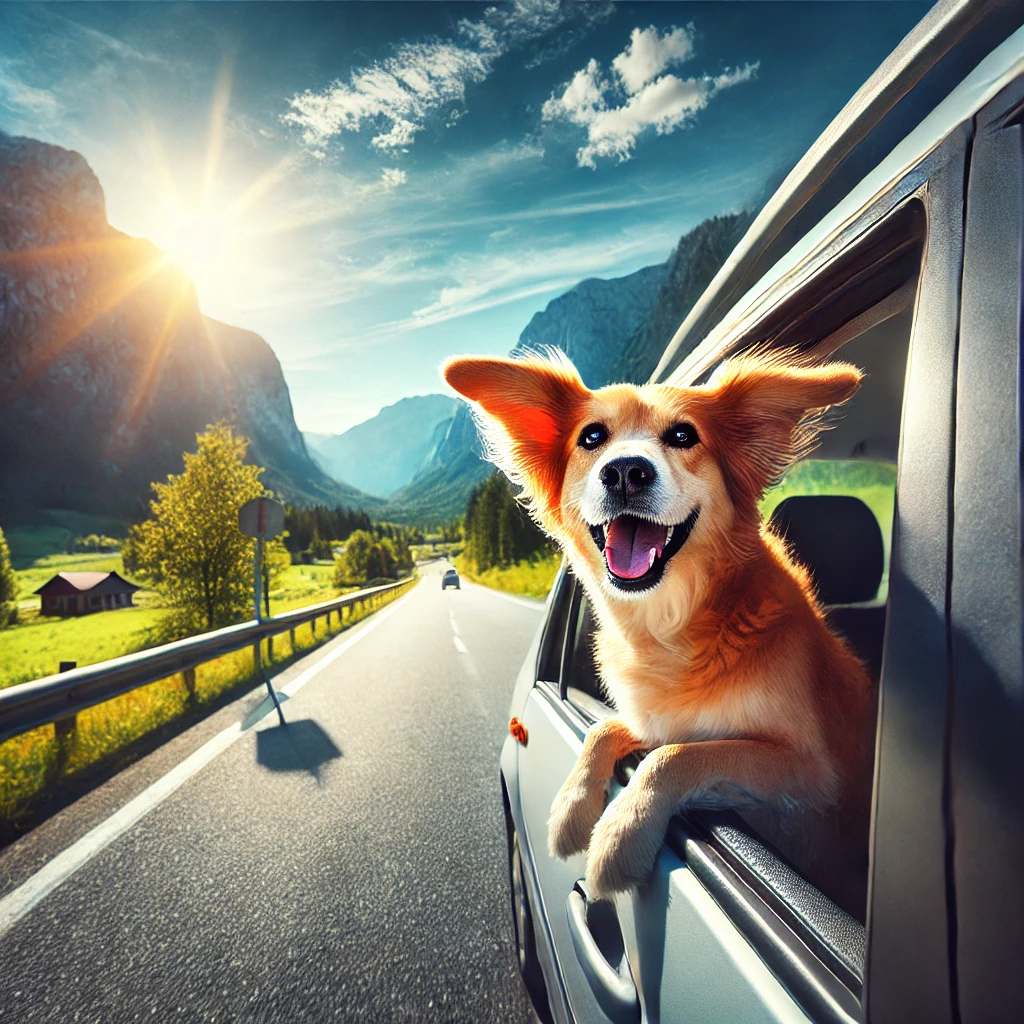 DALL·E 2024-10-28 14.39.31 - A joyful scene of a road trip with a dog in a car. The dog, a medium-sized, friendly breed, is sitting in the passenger seat with its head out of the .jpg DALL·E 2024-10-28 14.39.31 - A joyful scene of a road trip with a dog in a car. The dog, a medium-sized, friendly breed, is sitting in the passenger seat with its head out of the .jpg